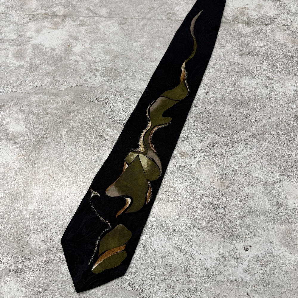 Vintage Pierre Balmain Silk Tie Mens OS Black Geometric 100% Silk‎ Necktie 3.5"